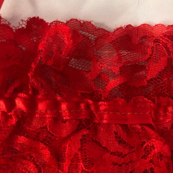 Vintage Red Sheer Lace Christmas Holiday Stocking with Bow - Picture 8 of 11